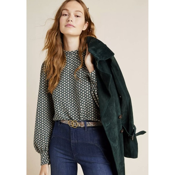 Maeve by Anthropologie Mock Neck Long Sleeve Geometric Print Top XS - Picture 9 of 9